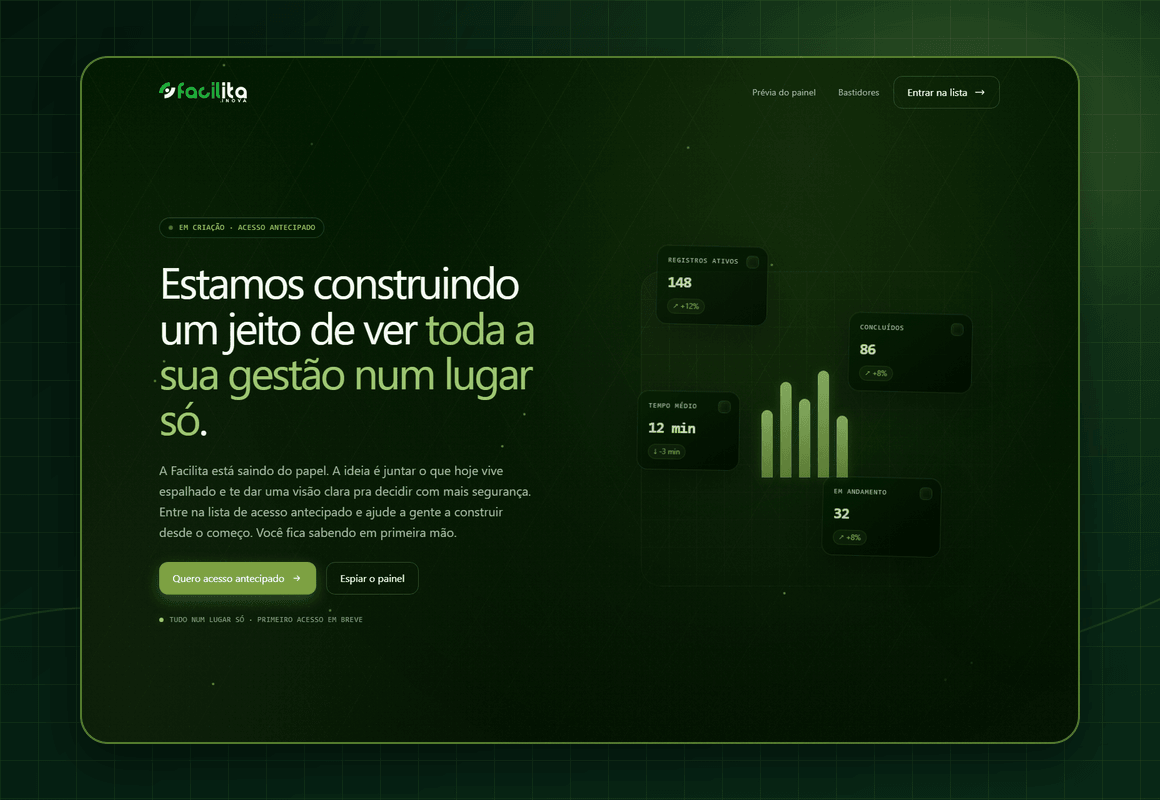 Página inicial da Facilita Inova